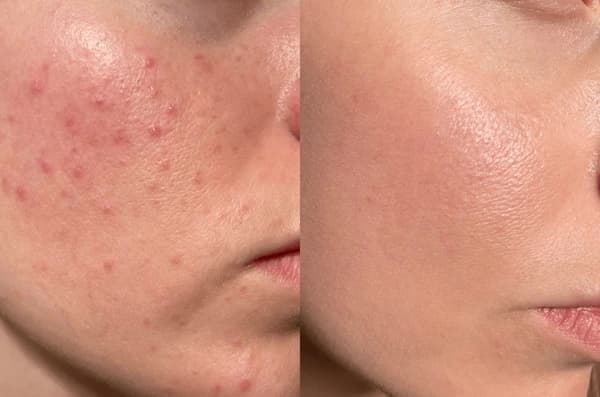 Before and after acne treatment